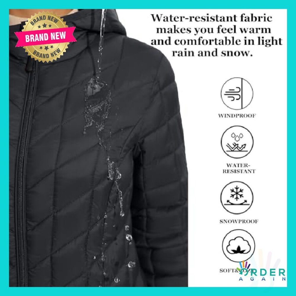 Packable Puffer Jacket Water-Resistant Hooded Sli… - image 6